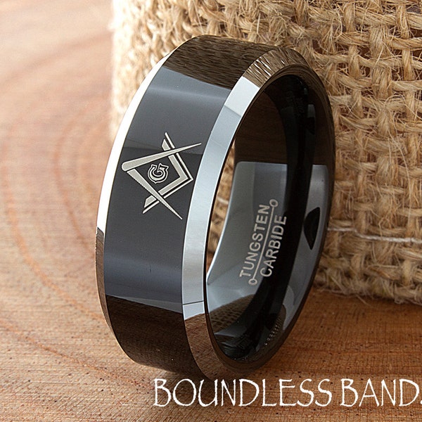 Masonic Tungsten Ring Etsy