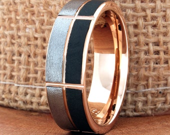 Tungsten Ring, Men's Tungsten Wedding Band, Men's Tungsten Ring, Tungsten Band, Tungsten, Men's Tungsten, Black Ring, Silver Ring, Rose Gold