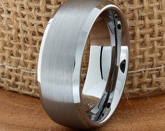 Men's Tungsten Ring, Tungsten Ring, Men's Tungsten Band, Tungsten Wedding Ring, Men's Ring, Tungsten, Silver Men's Ring, Dome Brushed Polish