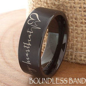 Heartbeat Tungsten Wedding Ring Engagement Band Man Women Custom Size Mens Wedding Band Custom Anniversary Laser Engraved Design