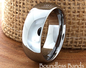High Polished Domed Tungsten Wedding Band, 8mm
