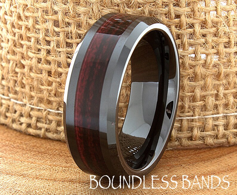 Ceramic Wedding Ring Black Ceramic Band Wood Ceramic Band Etsy