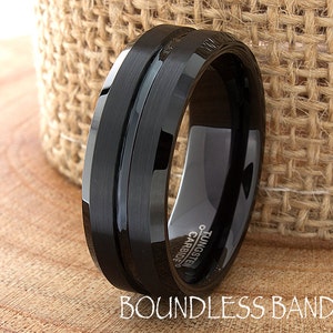Tungsten Ring, Men&#39;s Tungsten Wedding Band, Men&#39;s Black Wedding Band, Black Tungsten Ring, Tungsten, Tungsten Band, Personalized Engraving
