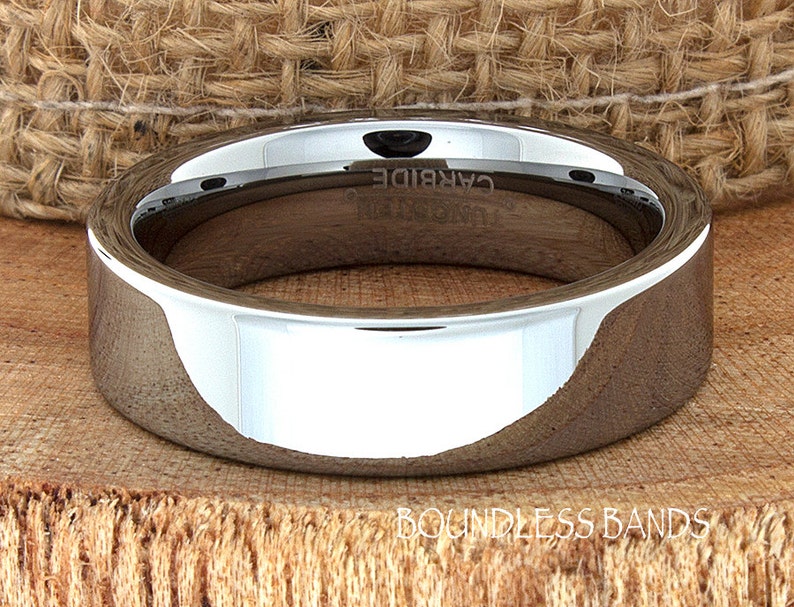 Tungsten Ring, Men's Tungsten Wedding Band, Men's Tungsten Ring, Tungsten Band, Tungsten, Men's Tungsten, Flat High Polish, Men's Ring, 6mm image 3