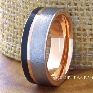 Rose Gold Tungsten Wedding Band, Tungsten Carbide Ring, Rose Gold Wedding Ring, Men & Women, Engagement Ring, Tricolor, Personal Engraving