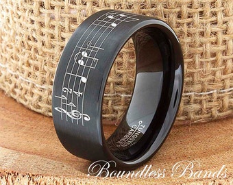 Wedding Song Ring, Music Wedding Ring, Tungsten Ring, Mens Wedding Bands, Customized Mens Ring, Wedding Bands, Wedding Ring