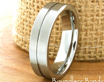Men's Tungsten Ring, Tungsten Ring, Men's Tungsten Band, Tungsten Wedding Ring, Men's Ring, Tungsten, Silver Men's Ring, Single Groove, 6mm