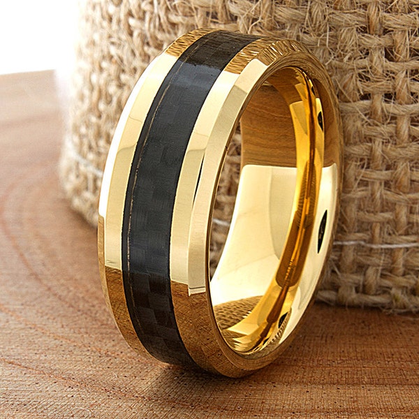 Black Tungsten Ring Etsy