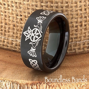 Claddagh Ring, Tungsten Band,Irish Claddagh Ring,9mm, Celtic Ring,Promise Ring,Anniversary Ring, Comfort Fit,Mens Wedding Band, Womens Ring