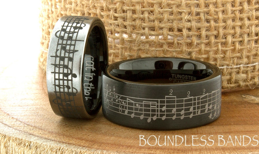 Tungsten Ring, Matching Rings, Music Rings, Tungsten Band, Music Note ...