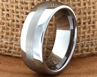 Men's Tungsten Ring, Tungsten Ring, Men's Tungsten Band, Tungsten Wedding Ring, Men's Ring, Tungsten, Silver Men's Ring, Middle Satin Finish