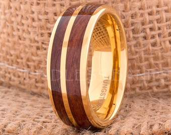 Tungsten Ring, Mens Wedding Bands, Wood Tungsten Ring, Wood Tungsten Band, Mens Wedding Band, Mens Wedding Ring, Gold Tungsten Ring
