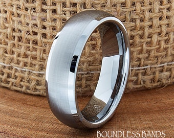 Men's Tungsten Ring, Tungsten Ring, Men's Tungsten Band, Tungsten Wedding Ring, Men's Ring, Tungsten, Dome Shaped Brushed Polished Edges