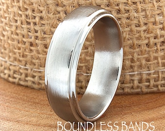 Engraved Titanium Wedding Band, 7mm Comfort Fit Ring
