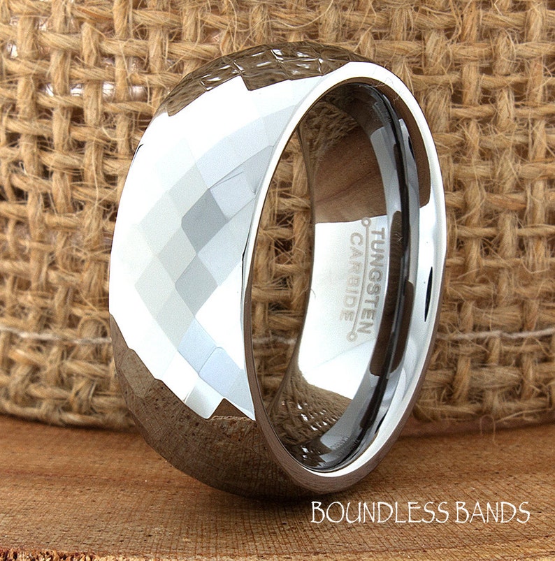 Tungsten Ring, Men's Tungsten Wedding Band, Men's Tungsten Ring, Faceted 8mm, Tungsten Band, Tungsten, Men's Tungsten, Men's Ring, Custom image 1