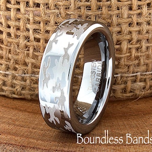 Camouflage Wedding BandMen&#39;s Tungsten Ring, Tungsten Ring, Men&#39;s Tungsten Band, Tungsten Wedding Ring, Men&#39;s Ring, Tungsten, Silver Ring,6mm