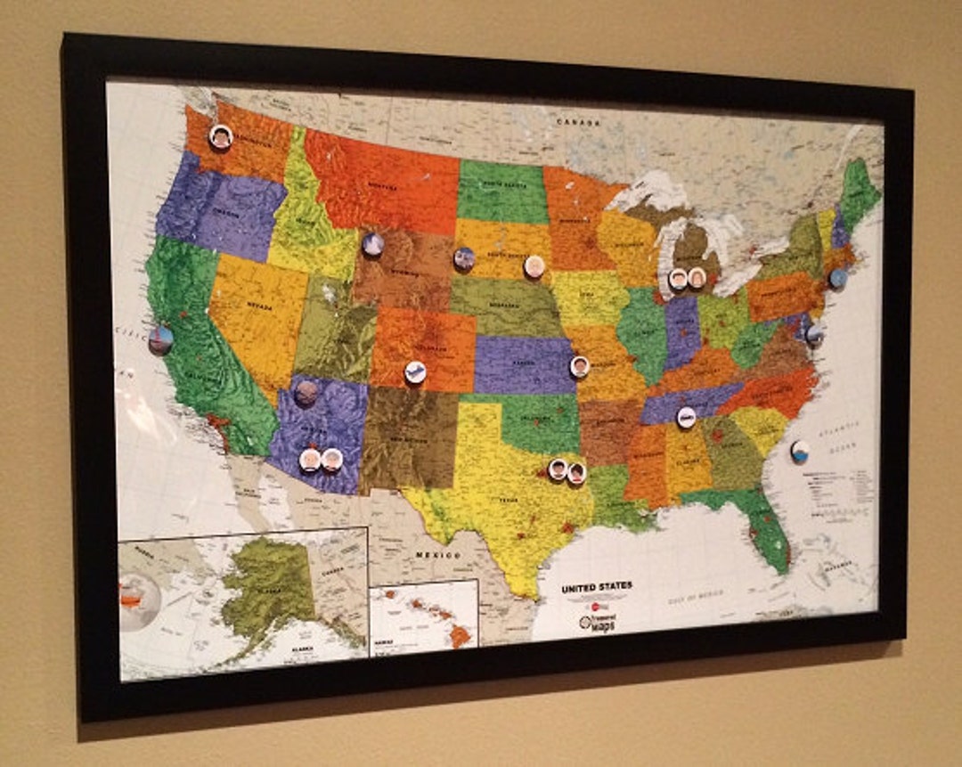 Treasured Maps Framed Map of the USA With places to Go, People