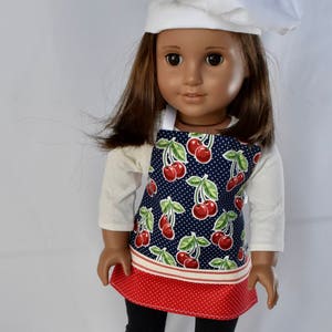 A cheery cherry apron and chef hat for your 18 inch doll