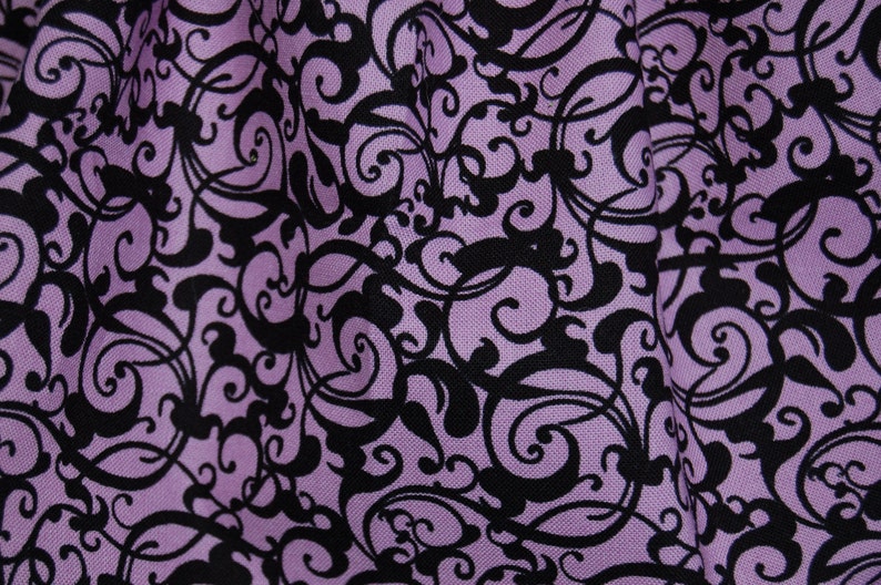 Purple dress with black swirls and a white Peter Pan collar | Etsy