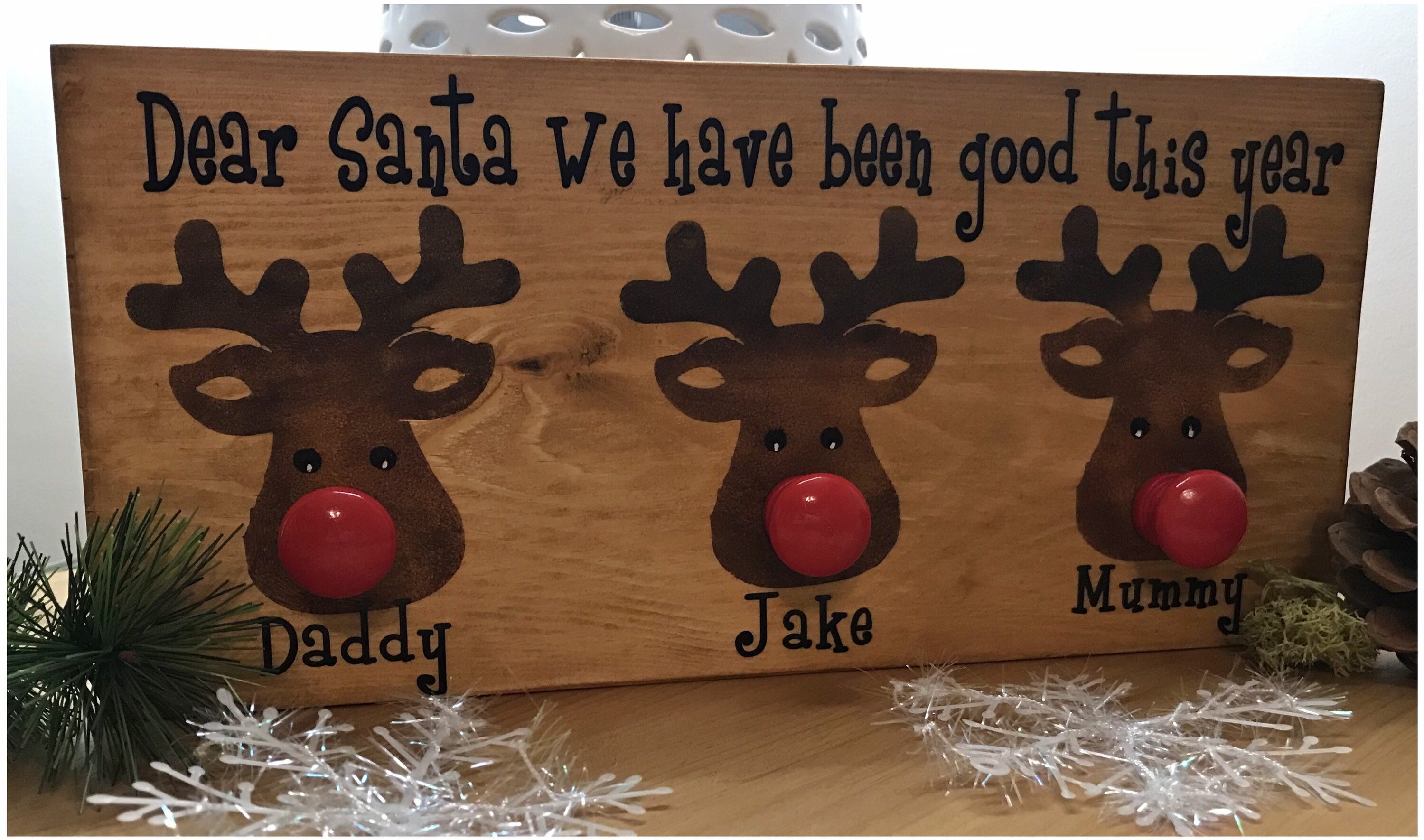 Personalised Christmas decor free standing stocking hangers | Etsy