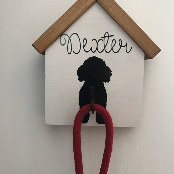 dog lead hook, personalised with name and breed leash hook, new puppy gift, dog home accessories, dog lead holder