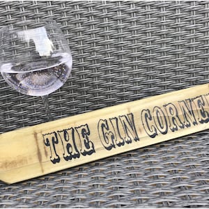 The gin corner, gin sign, garden signs, rustic decor, yard signs,