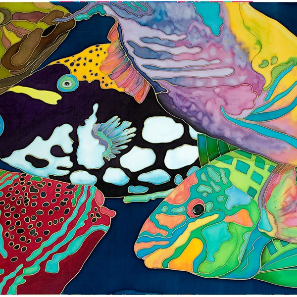 PRINTS on paper and canvas, REEF FISH tropical fish wall art by Barefoot Contessa Art, archival, giclee