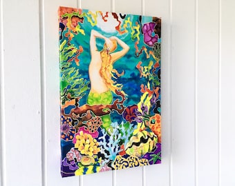 Mermaid Art Print by Barefoot Contessa Art, MERMAIDS' BACK, Ocean, Coral