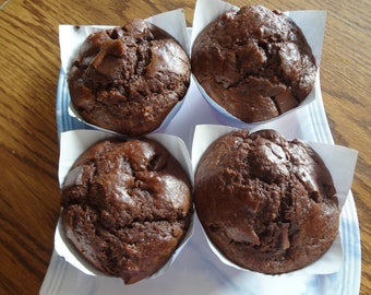 Moist Homemade Jumbo Bakery Style Double Chocolate Chip Muffins (8 Jumbo)