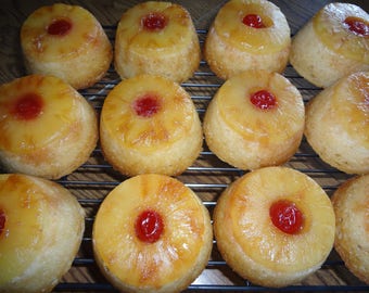 Cheery Homemade Single Serving Pineapple Upside-Down Cakes (6 Cakes)