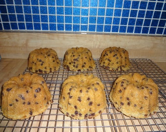 Homemade Chocolate Chip Single Serving Bundt Cakes (6 Cakes)