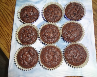 Dark, Rich, Dense and Fudgy Homemade Ultimate Brownie Muffins With Choices (1 Dozen)
