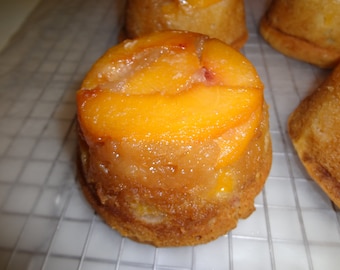Moist and Tender Homemade Single Serving Peach Upside-Down Cakes (6 Cakelets)