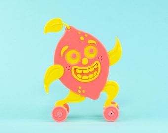 Pink Lemonade Toy on Wheels Yellow and Green Vintage Style 3D Printed Plastic