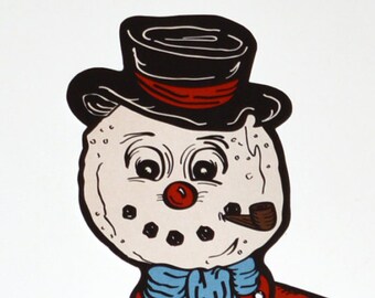Winter Jointed Snowman 22" Vintage Inspired Paper Cutout Decoration