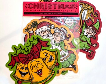 Set of Four Christmas - Vintage Inspired - 11" Cut Out Decorations