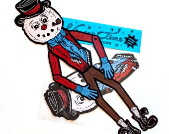 Winter Jointed Snowman 22" - 2ND Printing - Vintage Inspired Paper Cutout Decoration