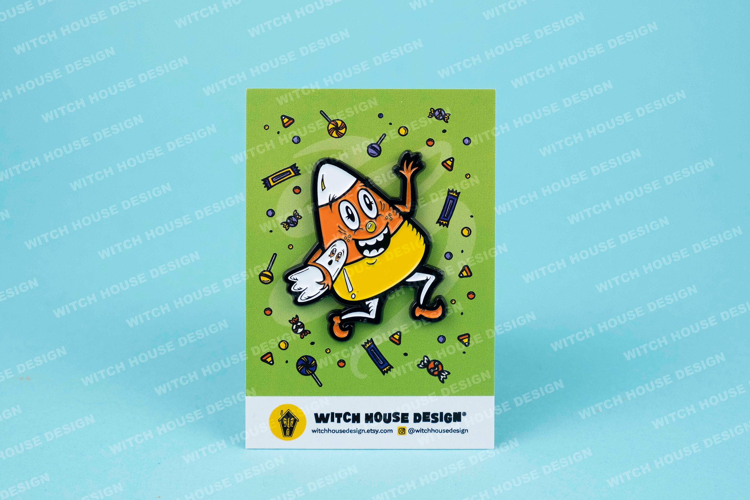 Halloween Candy Corn & Ghost Enamel Pin Witch House Design - Etsy