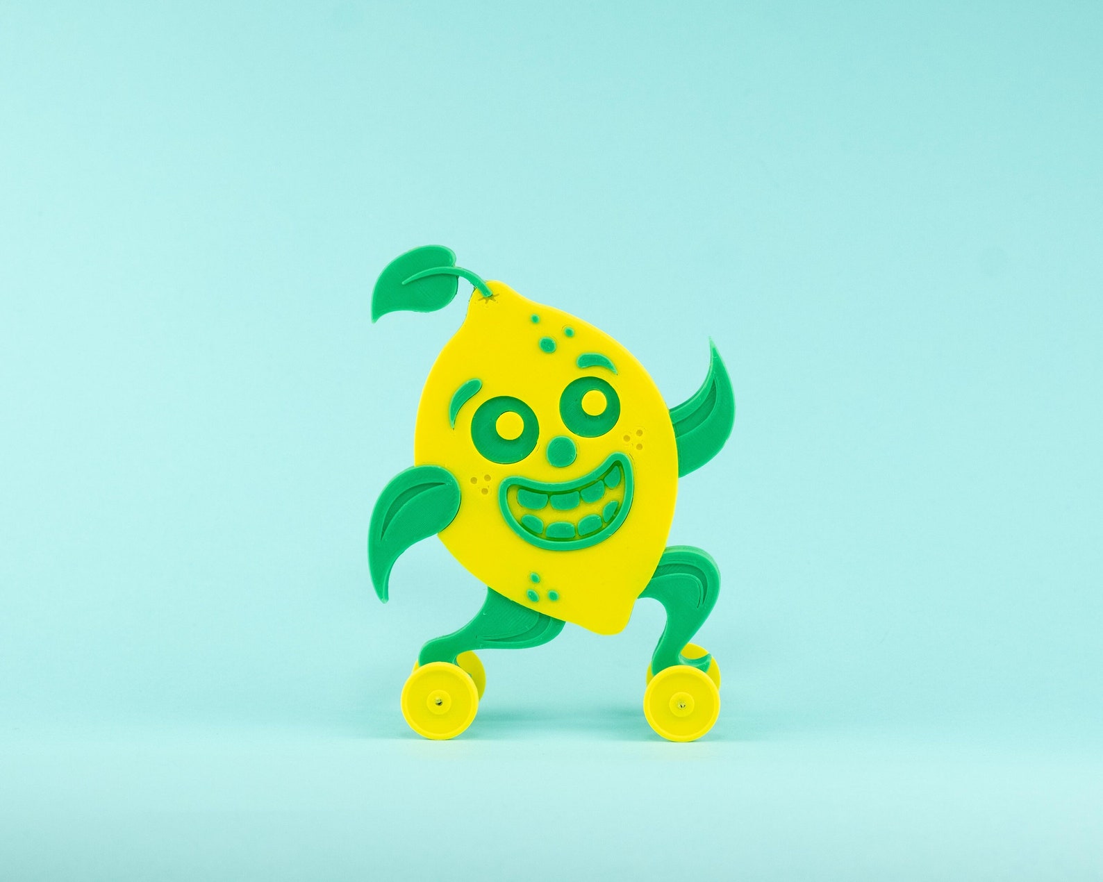 Lemon Toy By Romp Lemon Toy on Wheels Yellow and Green Vintage Style 3D Printed Plastic ...