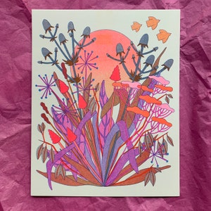 Autumn Moon -- prairie risograph poster