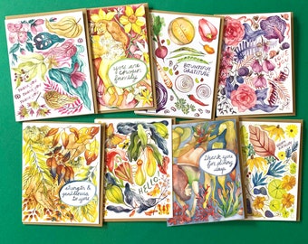 Botanical Super Pack: Set of 8 floral and botanical greeting cards