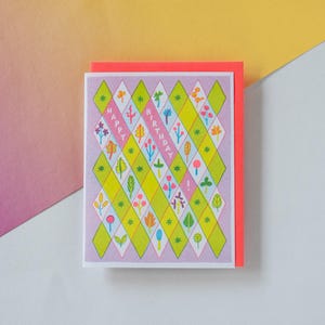 Little Diamonds birthday - risograph-printed greeting card
