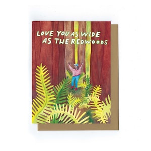 Carte d'amour de séquoias - carte recyclée carte de séquoias carte nature carte de plein air carte d'encouragement carte d'amitié