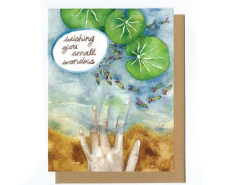 Wishing You Small Wonders greeting card - thoughtful greeting card best wishes card fish card recycled card