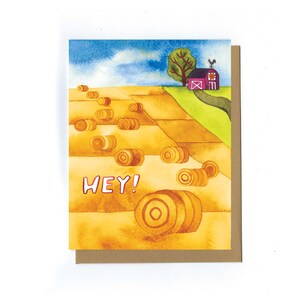 Cartão HEY - cartão olá cartão de fazenda cartão reciclado cartão de uso diário cartão trocadilho