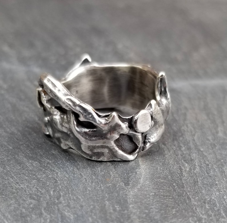 Rustic Ring Freeform Ring Size 9 Molten Ring Viking Ring Fused Ring
