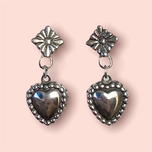 Sterling Silver 925. Hearts of the Southwest Dangle Earrings. Made in the heart of New Mexico.