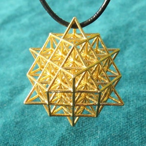64 Tetrahedron Grid 3D printed Sacred Geometry, the 3D Flower of Life Brass