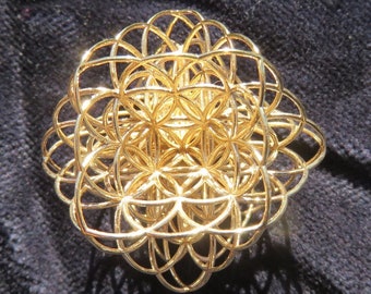 3D Flower of Life ※ etheric Sacred Geometry gift ※ Silver Gold magical Jewelry