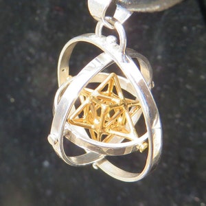 Tantric Star 3D-SPIN pendant or Earrings, 3D Sacred Geometry Jewelry Silver,STAR gold-plt